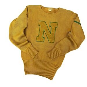 Vintage 1940s Green Day Sporting Good Varsity Sweater "N" Gold 42